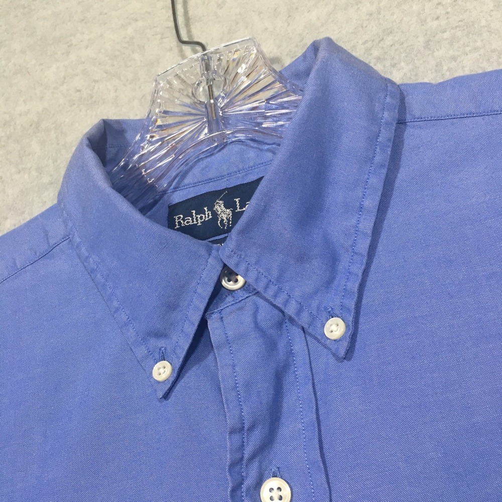 Ralph Lauren‎ 16 34 Yarmouth Blue Pinpoint Oxford Shirt Flesh Pony 100% Cotton - Picture 9 of 11